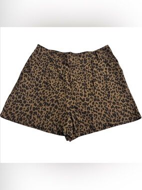 A New Day Leopard Print High Rise Shorts XL Brown Animal Pattern Elastic Back